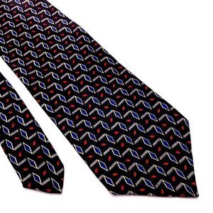 Ferrell Reed Nordstrom Silk Tie Black‎ Red Blue Geometric USA Wide